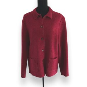 Lands’ End Red 100% Wool Coat Size 14
